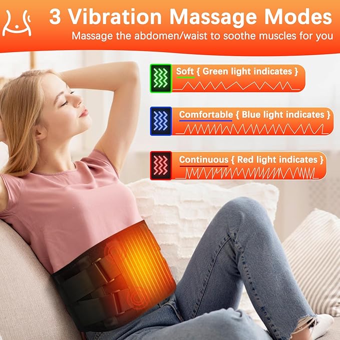 60” Cordless Heating Pad Back Brace with Heat and Massage for Back Pain Relief, Portable Rechargeable 10000mAh Battery Lower Back Massager Lumbar Support Belt, Father's Day Gifts for Dad Men Women