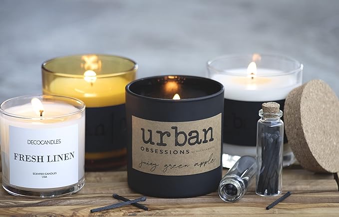 Urban Concepts by DECOCANDLES - Incense - Smells Like Smokey Amber - Highly Scented Soy Candle - Long Lasting - Hand Poured in USA (9 Oz. Cork)