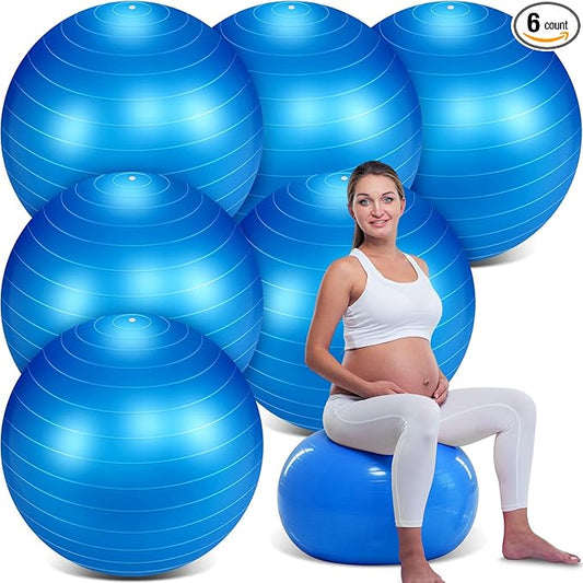Hungdao 6 Pack Exercise Ball Bulk Inflatable Pregnancy & Workout Ball 22 Inch Heavy Duty Pilates Ball for Yoga Stretching Therapy Balance Physical Fitness