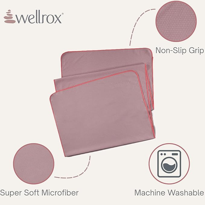 Yoga Mat Towel Non Slip - Ultra Absorbent Super Soft Microfiber Hot Yoga Towel Non Slip for Pilates & Fitness (74” x 26”, Rose)