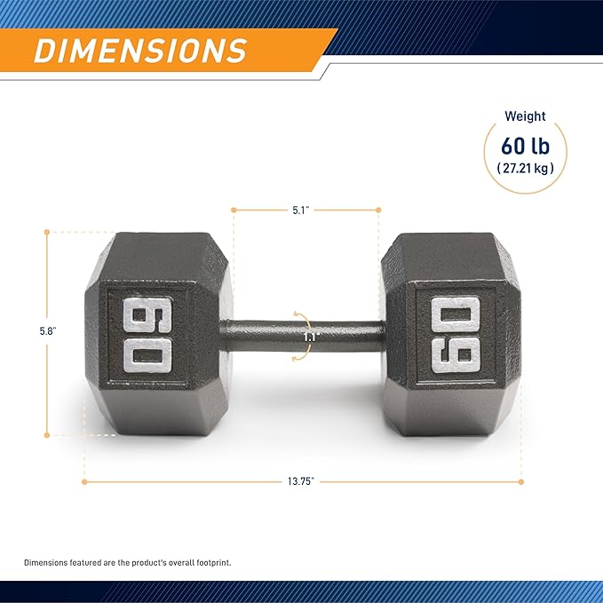 Marcy Cast Iron Hex Dumbbells Collection - Available size from 3-lb to 100-lb, SOLD INDIVIDUALLY