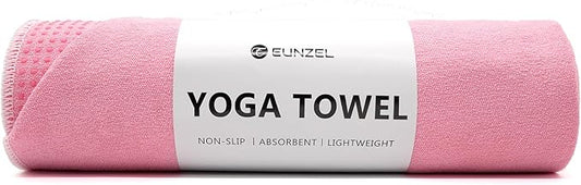 Eunzel Hot Yoga Towel - Microfiber Non Slip Yoga Mat Towel with Grip Dot Sweat Absorbent Towel for Hot Yoga, Pilates and Fitness 72" x 24", Teal/Orange