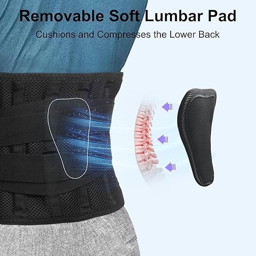 Lumbar Back Brace for Lower Back Pain Men and Women, Adjustable Backbrace with Lumbar Support Brace Pad, Breathable Design Belt Relief From Sciatica, Herniated Disc, Scoliosis, Size L