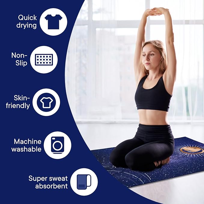Yoga Towels, Non Slip Hot Yoga Mat Towel with Grip Dots,Super-Absorbent Soft Microfiber Yoga Blanket for Pilates, Fitness and Workout 72inch x 24inch