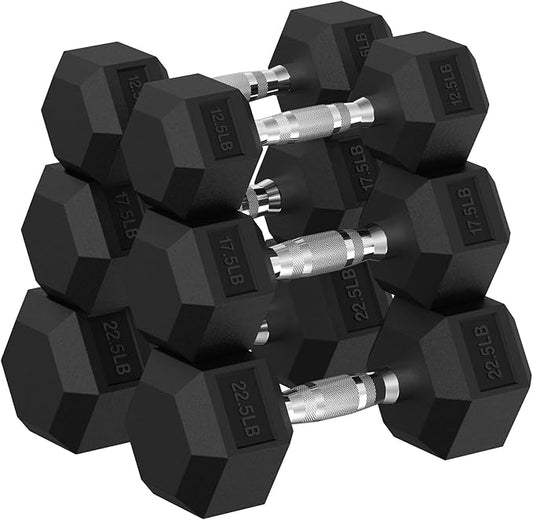 Hex Dumbbell Set, 30-480 lb Set Rubber Encased Exercise & Fitness Dumbbells, Weights Dumbbells Set, Hand Weight for Strength Training