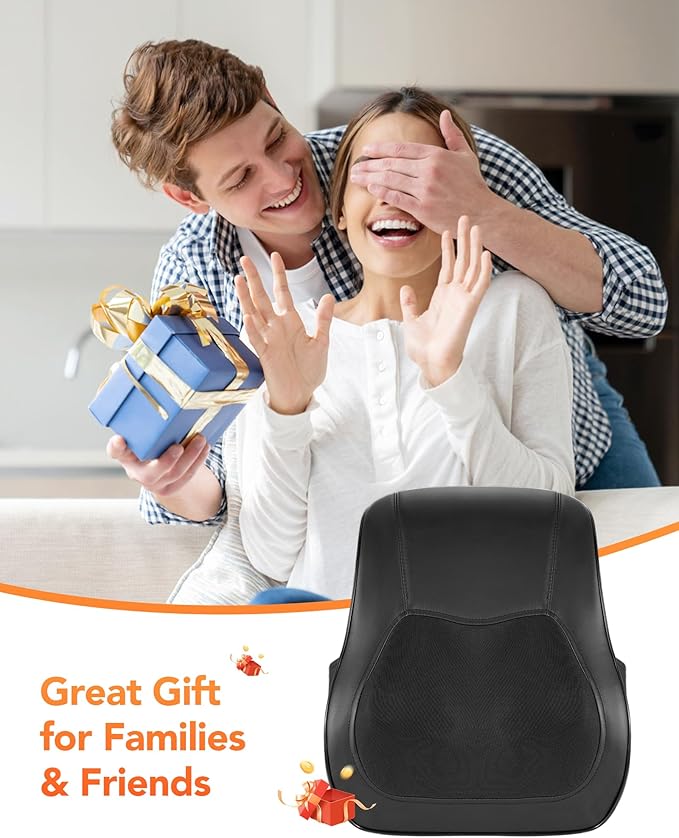 Back Massager with Heat, Neck Massager for Pain Relief Deep Tissue 3D Shiatsu Kneading Electric Massage Pillow for Whole Body Relaxation, Home, Car, Office Use, for Mom, Dad, Women, Men