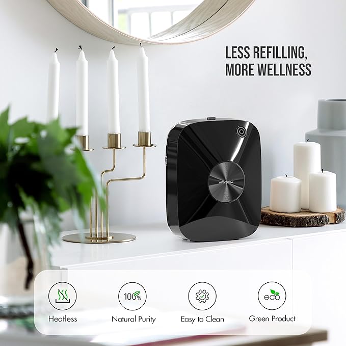 Smart Waterless Essential Oil Diffuser Scent Air Machine for Large Rooms Spaces Home and Commercial Use, Up to 2000 sq ft 400 mL Capacity, Aromatherapy Scent Diffuser, Black ANA