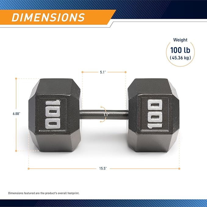 Marcy Cast Iron Hex Dumbbells Collection - Available size from 3-lb to 100-lb, SOLD INDIVIDUALLY