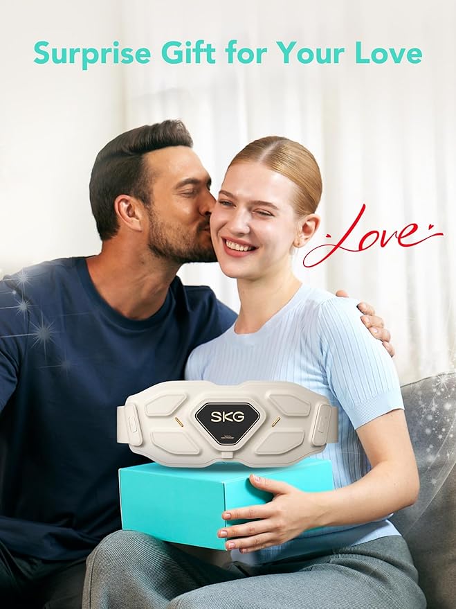 SKG Lower Back Massager Gifts for Men Women for Pain Relief, Adjustable Cordless Heating Pad Infrared Vibrating Back Massager Waist Lumbar Belt