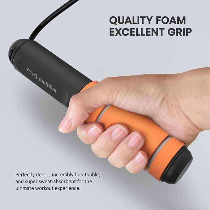 multifun Jump Rope, Adjustable Digital Jump Rope with Calorie Counter, Ball Bearings & Alarm – Ideal for Fitness, CrossFit, Boxing, MMA, Gym – Multifunctional Speed Skipping Rope