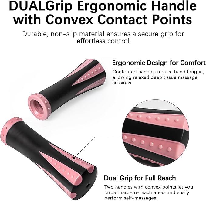 Muscle Roller Stick for Athletes - Deep Tissue Fascia Blaster & Roller Massager for Myofascial Pain Relief - Handheld Physical Therapy & Recovery Tool(Pink black-18 inch)