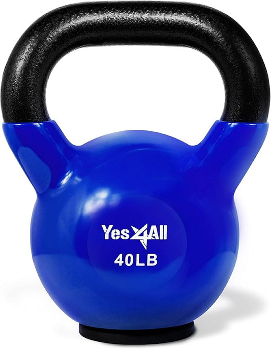 Yes4All Kettlebells Rubber Base, Kettlebell Set for Women, Strength Training Kettlebells Weights (10-65 lbs)