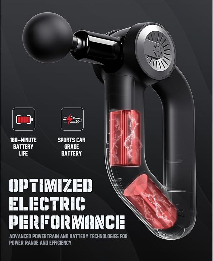 Shaw Strength S6 Pro Massage Gun Deep Tissue Percussion with 16mm Amplitude, Professional Muscle Massager Gun for Athletes Pain Relief, Handheld Massagers for Muscles, 7 Attachments