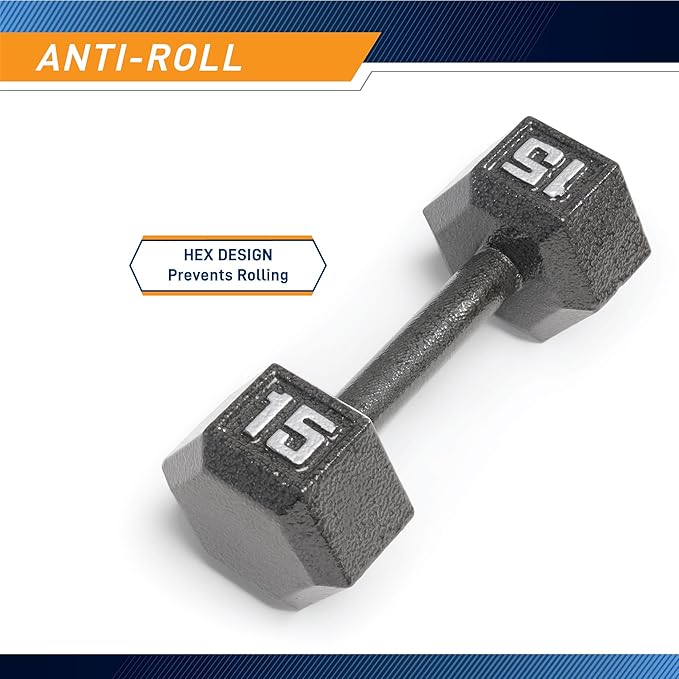 Marcy Cast Iron Hex Dumbbells Collection - Available size from 3-lb to 100-lb, SOLD INDIVIDUALLY