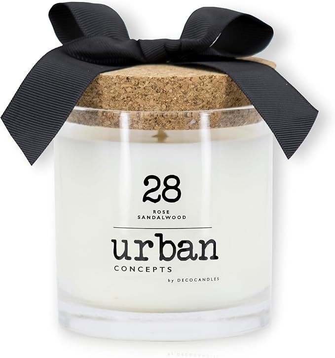 Urban Concepts by DECOCANDLES - Rose Sandalwood - Highly Scented Soy Candle - Long Lasting - Hand Poured in USA (9 Oz. Cork)