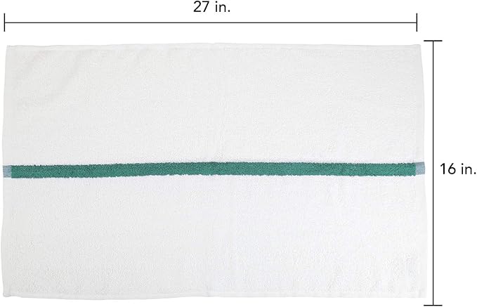 Arkwright White Hand Gym Towels - Pack of 12 - Bulk 100% Cotton Soft Quick Dry Sweat Absorbent Hotel Quality Towels for Workout, Bathroom, Spa, Pool, 16 x 27 in, Green