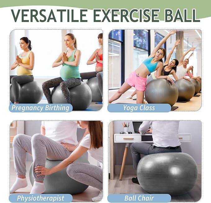 Hungdao 6 Pack Exercise Ball Bulk Inflatable Pregnancy & Workout Ball 22 Inch Heavy Duty Pilates Ball for Yoga Stretching Therapy Balance Physical Fitness