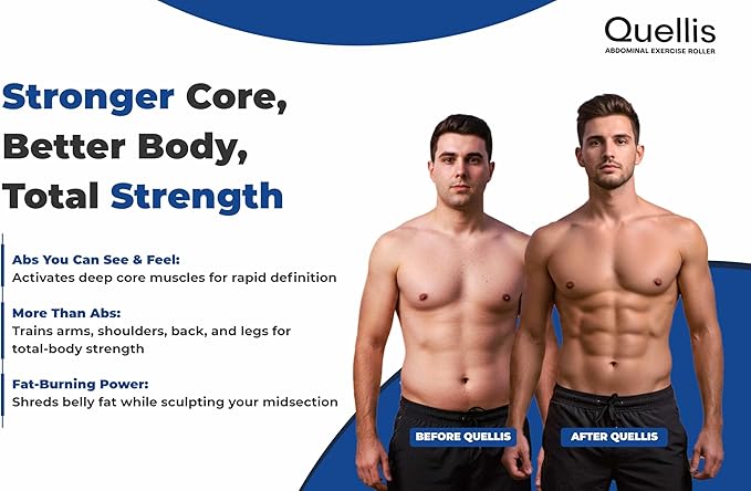 AB Roller for Men & Women – Core Strength Training Wheel Set with Elbow Support & 2 Knee Pads – Abdominal Exercise Roller for Core Stability, Belly Fat Reduction, and Total Body Workout Equipment