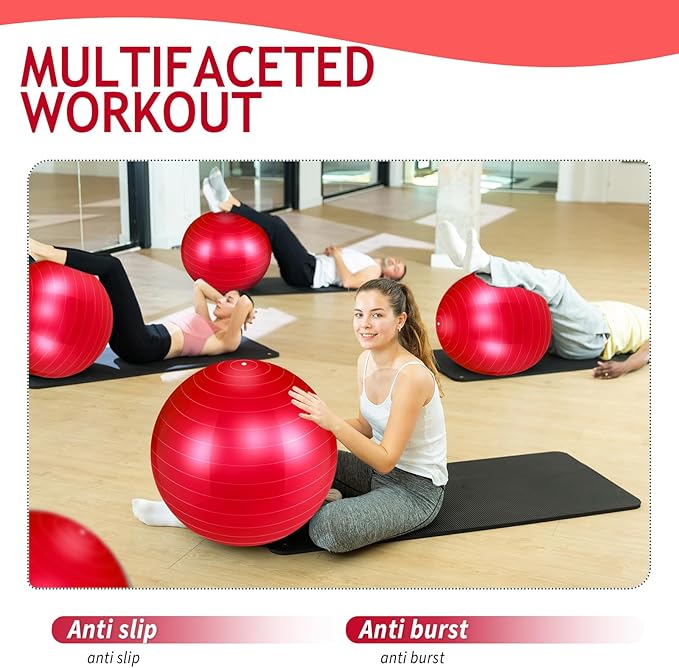 Hungdao 6 Pack Exercise Ball Bulk Inflatable Pregnancy & Workout Ball 22 Inch Heavy Duty Pilates Ball for Yoga Stretching Therapy Balance Physical Fitness