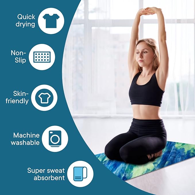 Yoga Towels, Non Slip Hot Yoga Mat Towel with Grip Dots,Super-Absorbent Soft Microfiber Yoga Blanket for Pilates, Fitness and Workout 72inch x 24inch