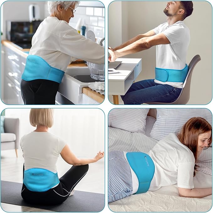 Comfytemp Ice Pack for Lower Back Pain Relief, HSA Approved, Reusable Gel Ice Wrap for Sciatica Nerve Injury, Hot Cold Compress Lumbar Brace for Herniated Disc, Waist Coccyx, Surgery Recovery Items