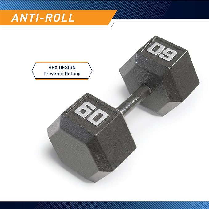 Marcy Cast Iron Hex Dumbbells Collection - Available size from 3-lb to 100-lb, SOLD INDIVIDUALLY