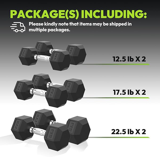 Hex Dumbbell Set, 30-480 lb Set Rubber Encased Exercise & Fitness Dumbbells, Weights Dumbbells Set, Hand Weight for Strength Training