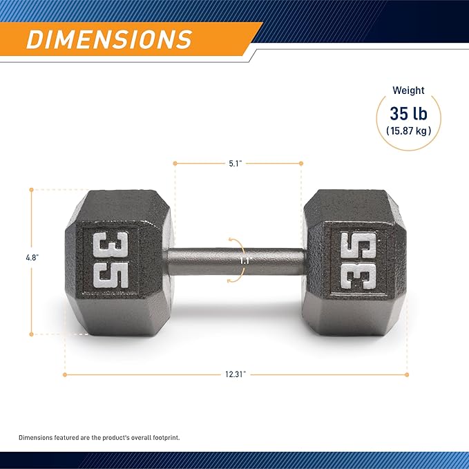 Marcy Cast Iron Hex Dumbbells Collection - Available size from 3-lb to 100-lb, SOLD INDIVIDUALLY