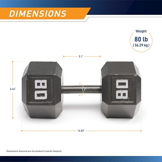 Marcy Cast Iron Hex Dumbbells Collection - Available size from 3-lb to 100-lb, SOLD INDIVIDUALLY