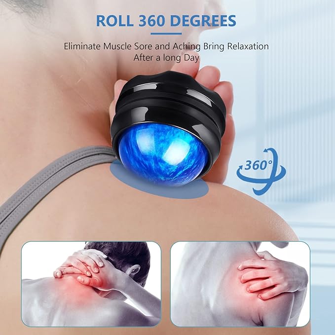 2-Pack Manual Massage Balls, Roller Back Massager Great for Relax, Deep Tissue Massage Tool to Relief Full Body, Sore Muscle, Neck, Shoulders, Feet, Joint Pain, Stiffness(Blue)