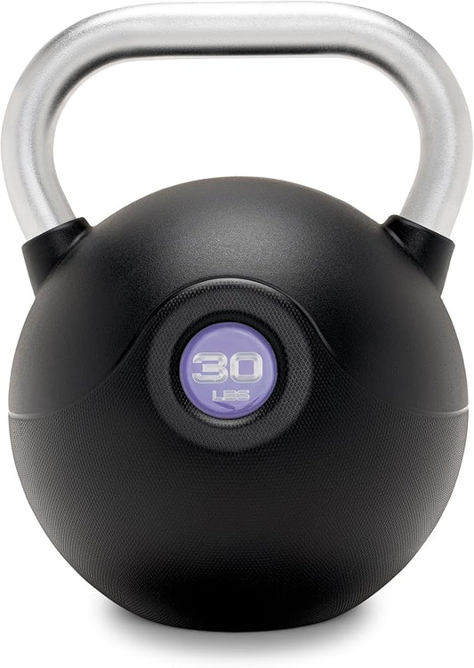 Marcy PU Coated Kettlebell – 10 to 40 LB Single Weights with Textured Steel Handle, Flat Base – Strength Training for Full Body & Home Gym Workouts