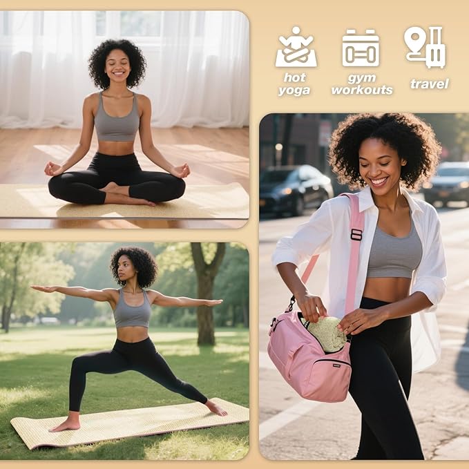 2 Pack Hot Yoga Towel, Yoga Mat Towels Non Slip for Hot Yoga with Strap, Microfiber Yoga Accessories, Soft Absorbent Quick Dry, Pilates Exercise Fitness 28" X 72" Beige