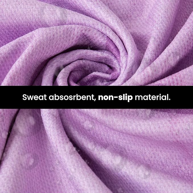 Yoga Grip Yoga Towel - Non Slip Hot Yoga Mat Towel With Corner Pockets, No-Skid Grip, and Built-in Alignment Lines | Soft, Moisture Wicking, and Sweat Absorbent | No Bunching, Stays in Place 72" x 25"