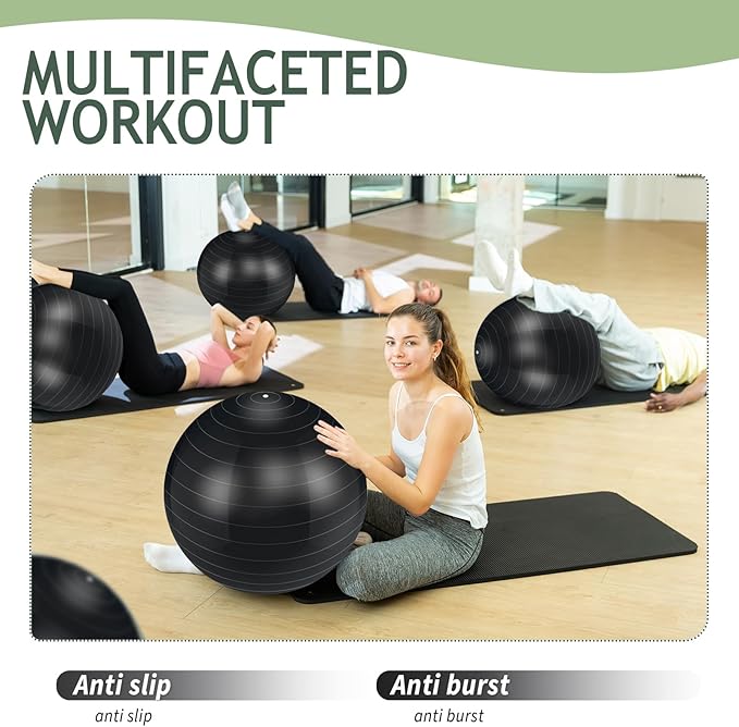 Hungdao 6 Pack Exercise Ball Bulk Inflatable Pregnancy & Workout Ball 22 Inch Heavy Duty Pilates Ball for Yoga Stretching Therapy Balance Physical Fitness