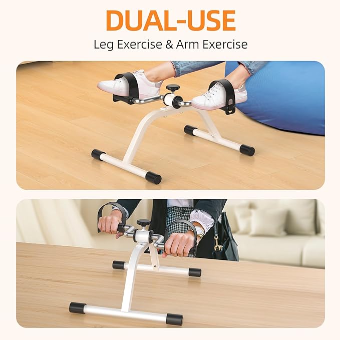 LUBBYGIM Under Desk Bike Pedal Exerciser, Non-Electric Mini Exercise Bike for Seniors, Adjustable Resistance Foot Desk Cycle for Arm & Leg Recovery, Physical Therapy, Easy to Use at Home