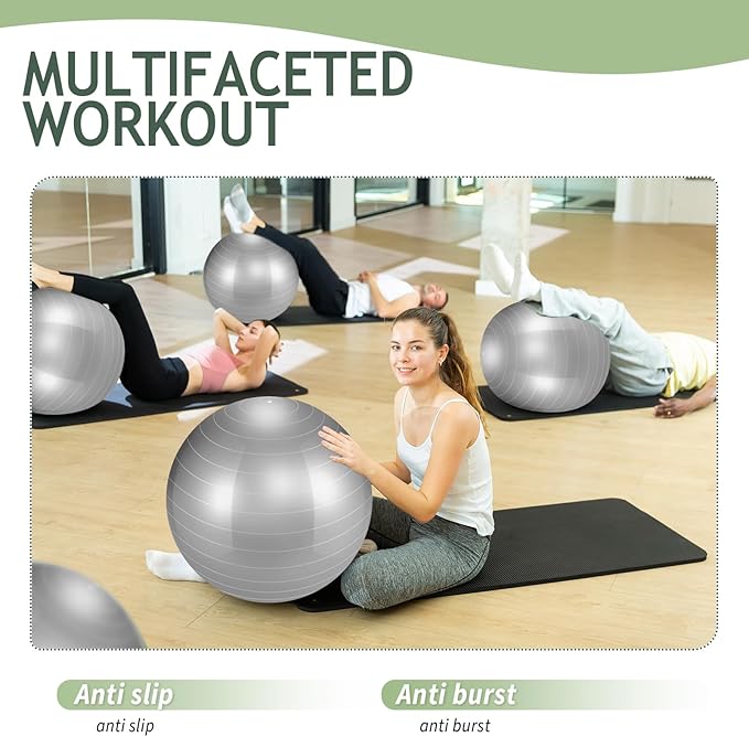 Hungdao 6 Pack Exercise Ball Bulk Inflatable Pregnancy & Workout Ball 22 Inch Heavy Duty Pilates Ball for Yoga Stretching Therapy Balance Physical Fitness