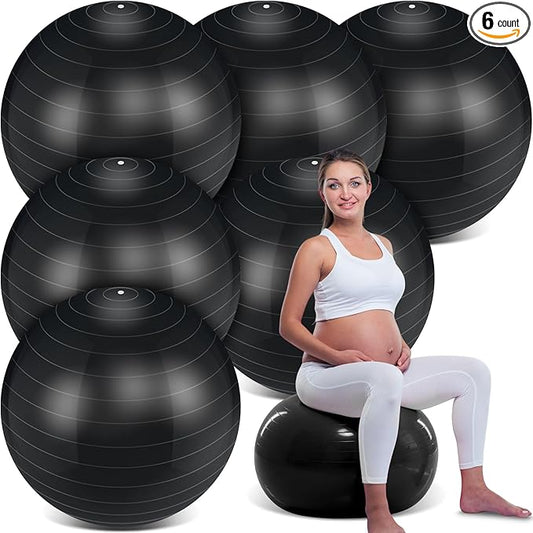 Hungdao 6 Pack Exercise Ball Bulk Inflatable Pregnancy & Workout Ball 22 Inch Heavy Duty Pilates Ball for Yoga Stretching Therapy Balance Physical Fitness