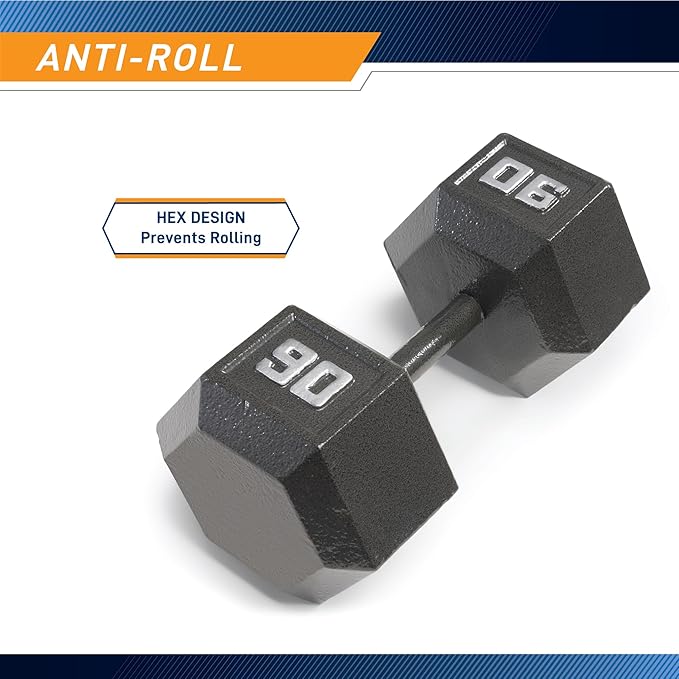 Marcy Cast Iron Hex Dumbbells Collection - Available size from 3-lb to 100-lb, SOLD INDIVIDUALLY
