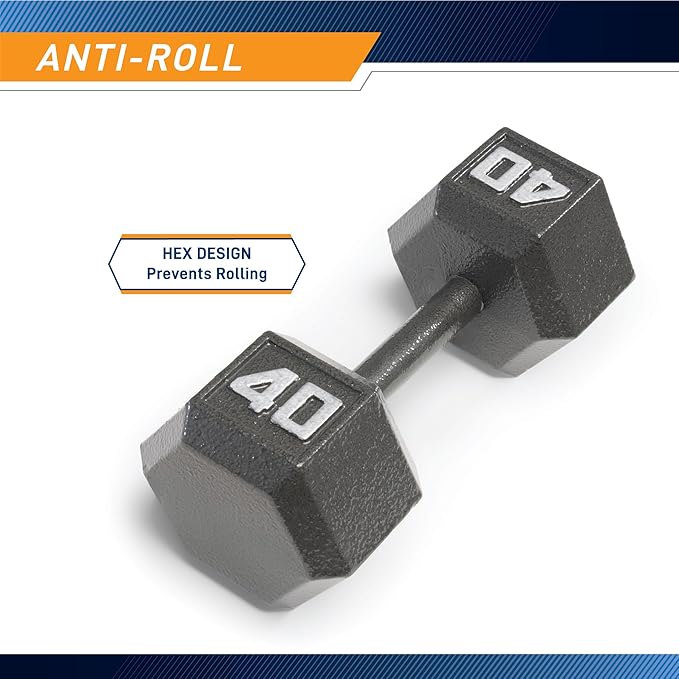 Marcy Cast Iron Hex Dumbbells Collection - Available size from 3-lb to 100-lb, SOLD INDIVIDUALLY
