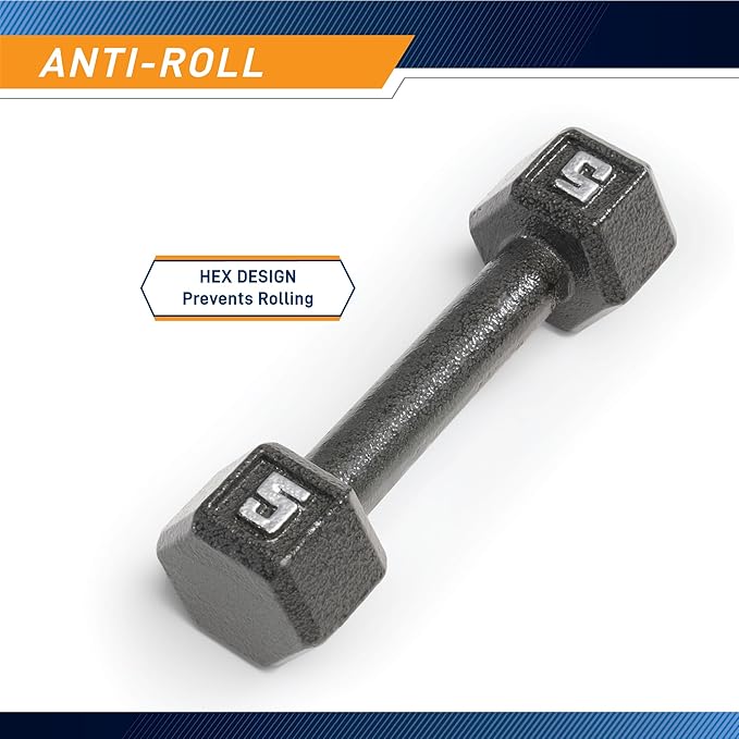 Marcy Cast Iron Hex Dumbbells Collection - Available size from 3-lb to 100-lb, SOLD INDIVIDUALLY