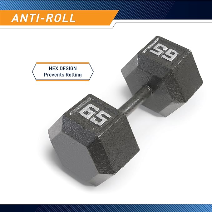 Marcy Cast Iron Hex Dumbbells Collection - Available size from 3-lb to 100-lb, SOLD INDIVIDUALLY