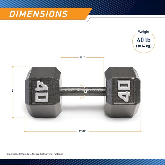 Marcy Cast Iron Hex Dumbbells Collection - Available size from 3-lb to 100-lb, SOLD INDIVIDUALLY