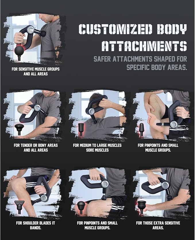 Shaw Strength S6 Pro Massage Gun Deep Tissue Percussion with 16mm Amplitude, Professional Muscle Massager Gun for Athletes Pain Relief, Handheld Massagers for Muscles, 7 Attachments