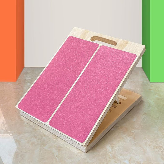 Adjustable Foot Incline Wooden Slant Board For Calf Stretching,440lb Capacity, Balance Velour Stretcher Ankle Stretch Knee Leg Boards Squats Wedge Exercise Pilates Fitness Portable Equipment