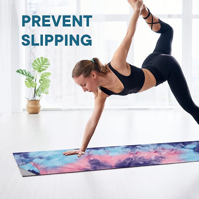 Yoga Towels, Non Slip Hot Yoga Mat Towel with Grip Dots,Super-Absorbent Soft Microfiber Yoga Blanket for Pilates, Fitness and Workout 72inch x 24inch