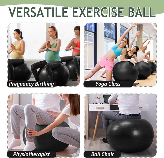 Hungdao 6 Pack Exercise Ball Bulk Inflatable Pregnancy & Workout Ball 22 Inch Heavy Duty Pilates Ball for Yoga Stretching Therapy Balance Physical Fitness