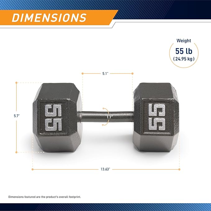 Marcy Cast Iron Hex Dumbbells Collection - Available size from 3-lb to 100-lb, SOLD INDIVIDUALLY
