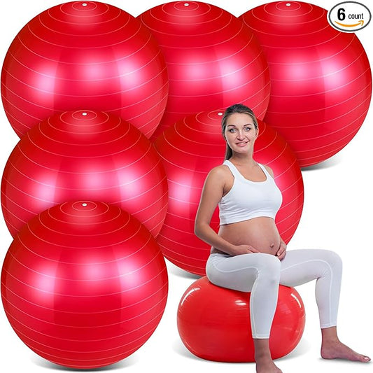Hungdao 6 Pack Exercise Ball Bulk Inflatable Pregnancy & Workout Ball 22 Inch Heavy Duty Pilates Ball for Yoga Stretching Therapy Balance Physical Fitness