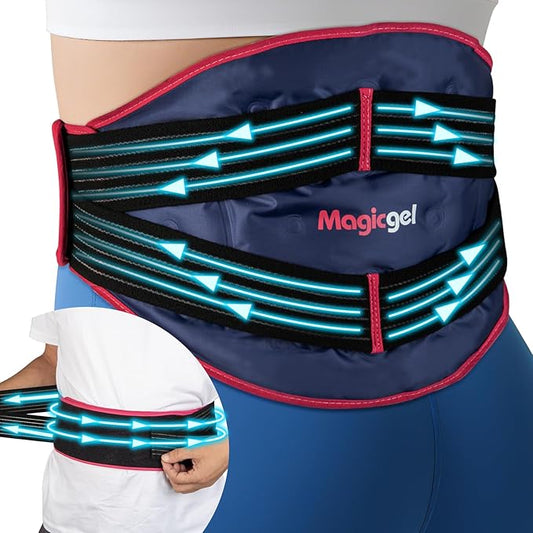 Magic Gel Back Ice Pack - Maximum Compression Sports Cold Compress Wrap for Back & Lower Body - Reusable Hot & Cold Packs