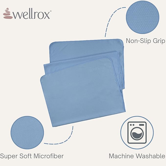 Yoga Mat Towel Non Slip - Ultra Absorbent Super Soft Microfiber Hot Yoga Towel Non Slip for Pilates & Fitness (74” x 26”, Blue)